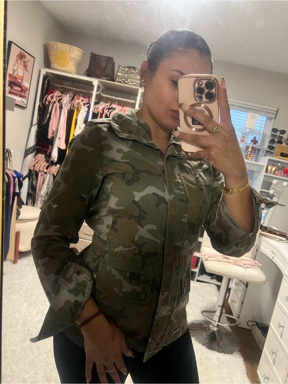 Women's Camo Utility Jacket - Olive Green